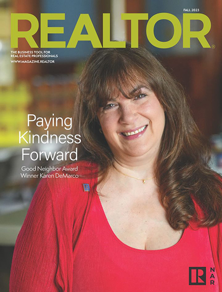 Food Brigade President Karen DeMarco on the cover of national Realtor Magazine