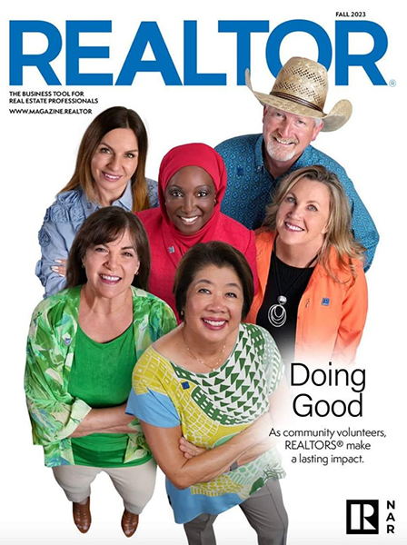Food Brigade President Karen DeMarco on the cover of national Realtor Magazine